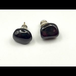 Uncut Garnet Studs